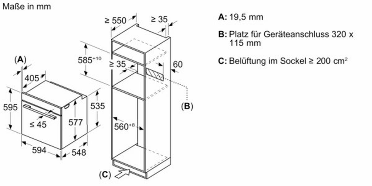 Einbaubackofen HM736GAB1 - Schwarz (59,4/59,5/54,8cm) - Siemens
