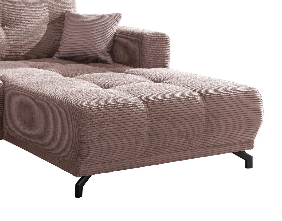 Wohnlandschaft Restato Rosa Cord - Schwarz/Rosa, MODERN, Holz/Textil (246/177cm) - MID.YOU