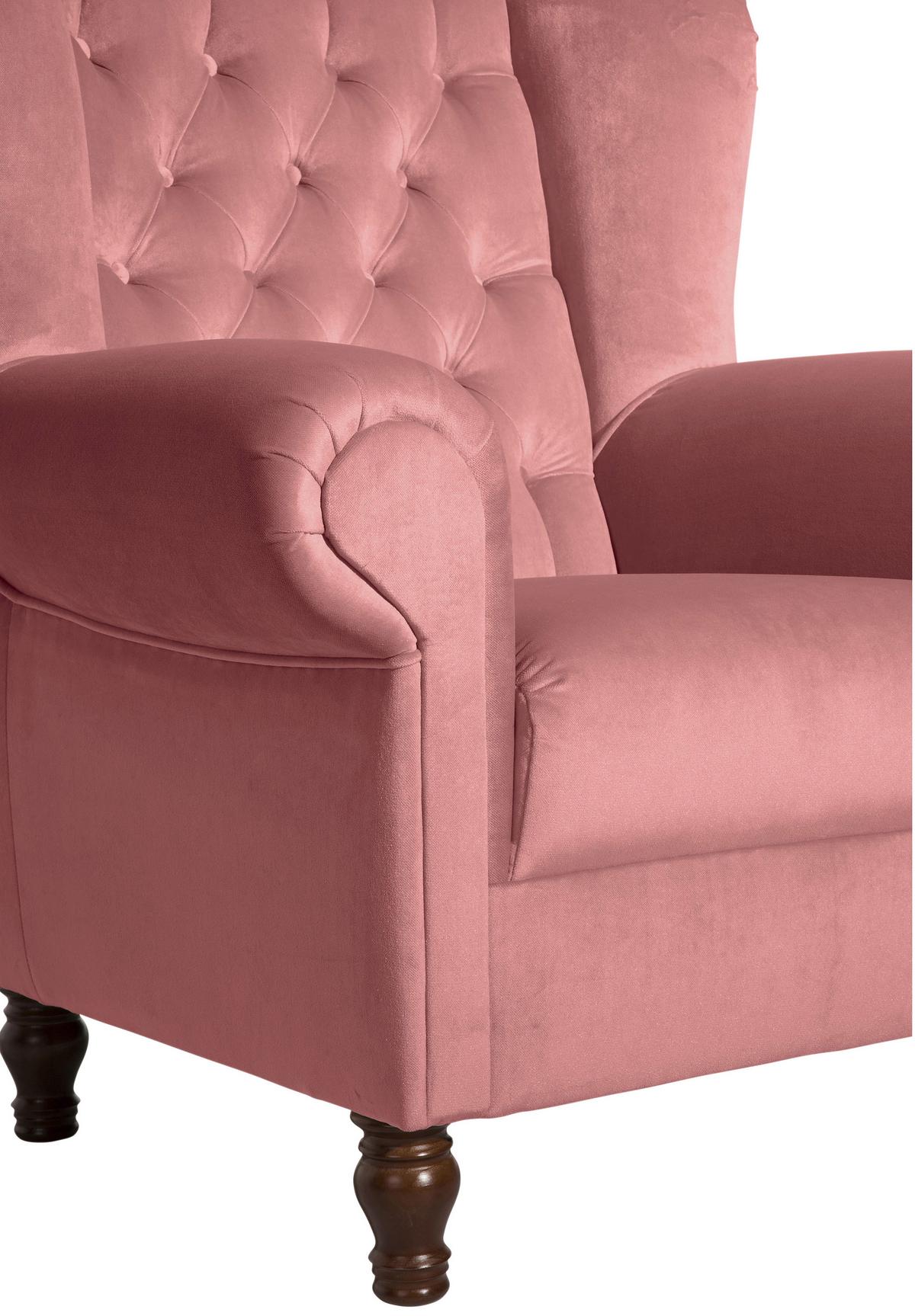 Ohrensessel Vary ca. 91x101x90 cm Rosa - Nussbaumfarben/Rosa, Design, Holz/Textil (91/101/90cm) - Max Winzer