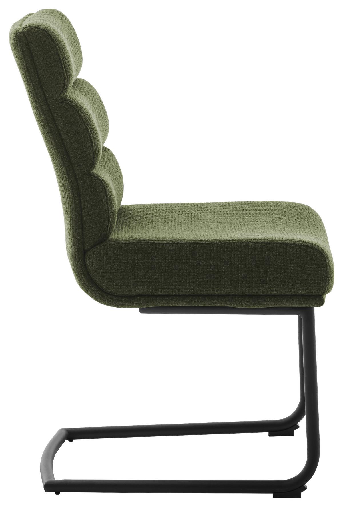 KRZESŁO NA PŁOZIE LEXINGTON - czarny/oliwkowa zieleń, Design, metal/tkanina (47/90/64cm) - Dieter Knoll