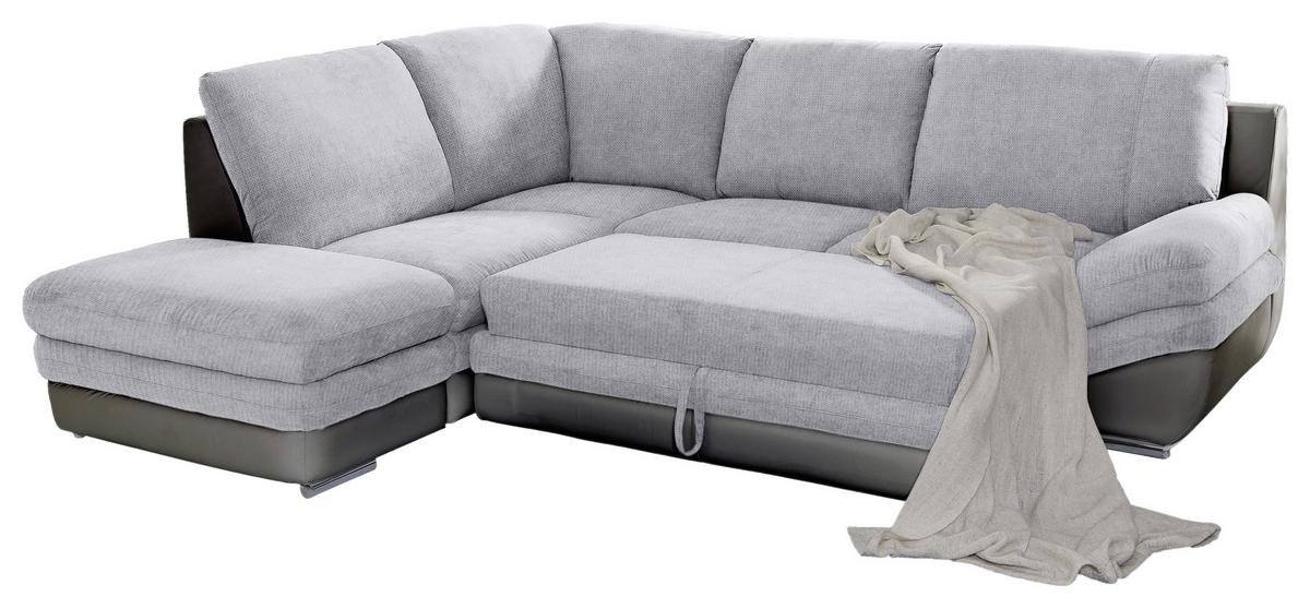 Wohnlandschaft in Grau/ Dunkelgrau ´NARDO´ - Chromfarben/Dunkelgrau, MODERN, Textil/Metall (221/264cm) - MID.YOU