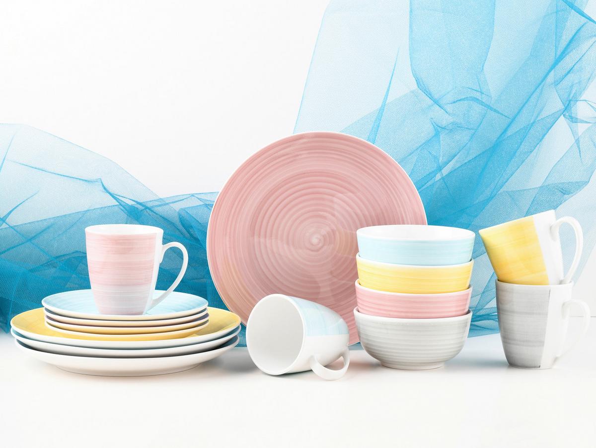 Kombinirani Servis Pastello Bunt, 16-Delni - večbarvno, keramika - Creatable