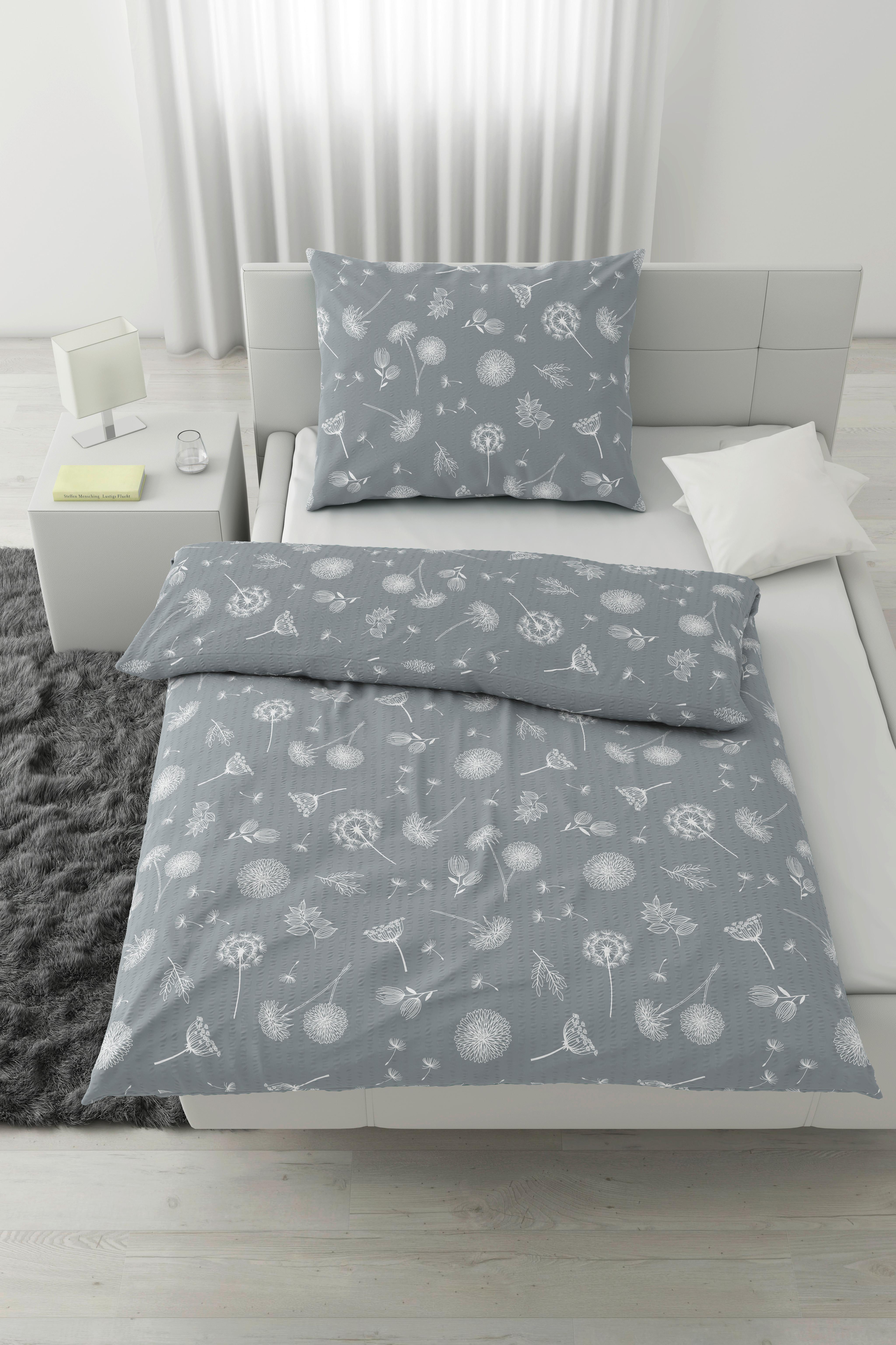 Posteljina 140x200cm 60x80cm Pusteblume - siva, Konvencionalno, tekstil (140/200cm) - Modern Living