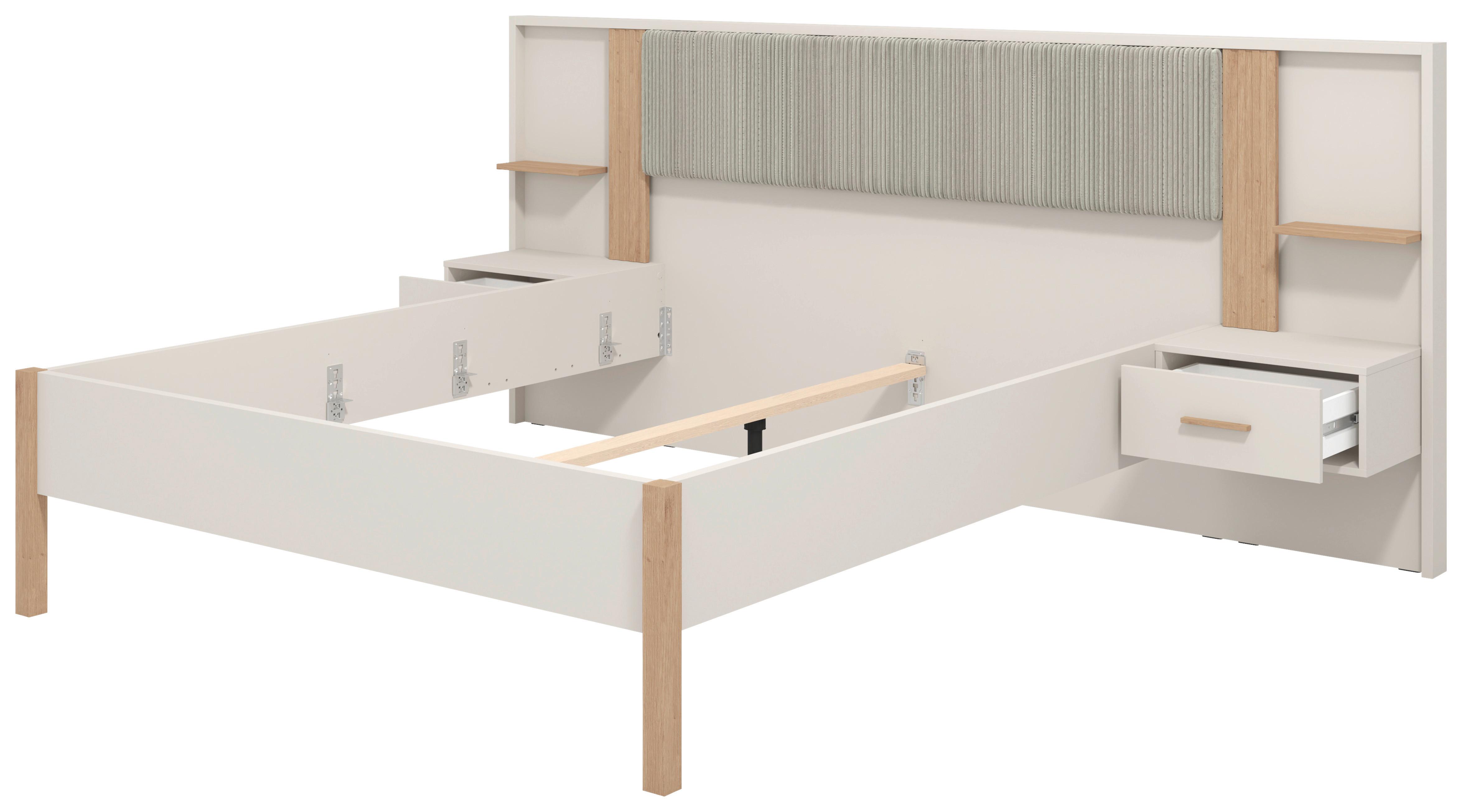 Ágykeret Belfort - kasmír/Artisan tölgy, Modern, faalapú anyag (160/200cm)