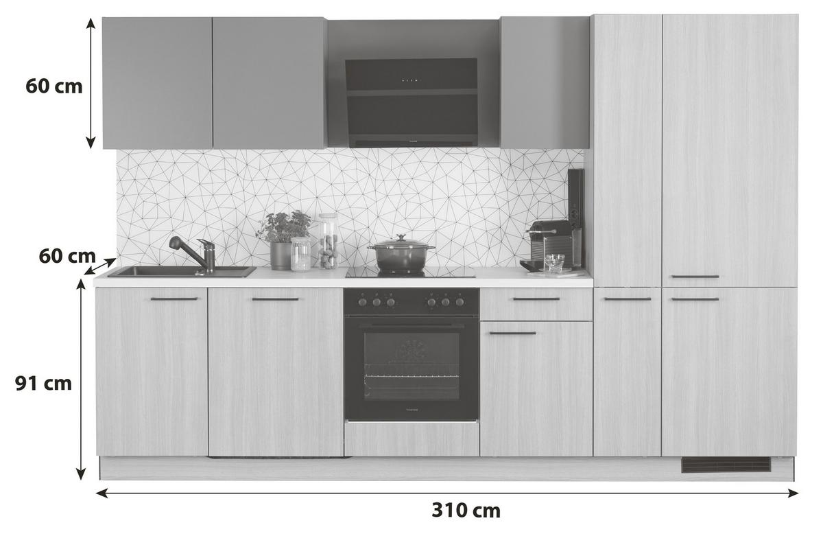 Kuhinjski Blok Plan/win - črna/barve hrasta, Moderno, leseni material (310cm) - Express-Kuechen