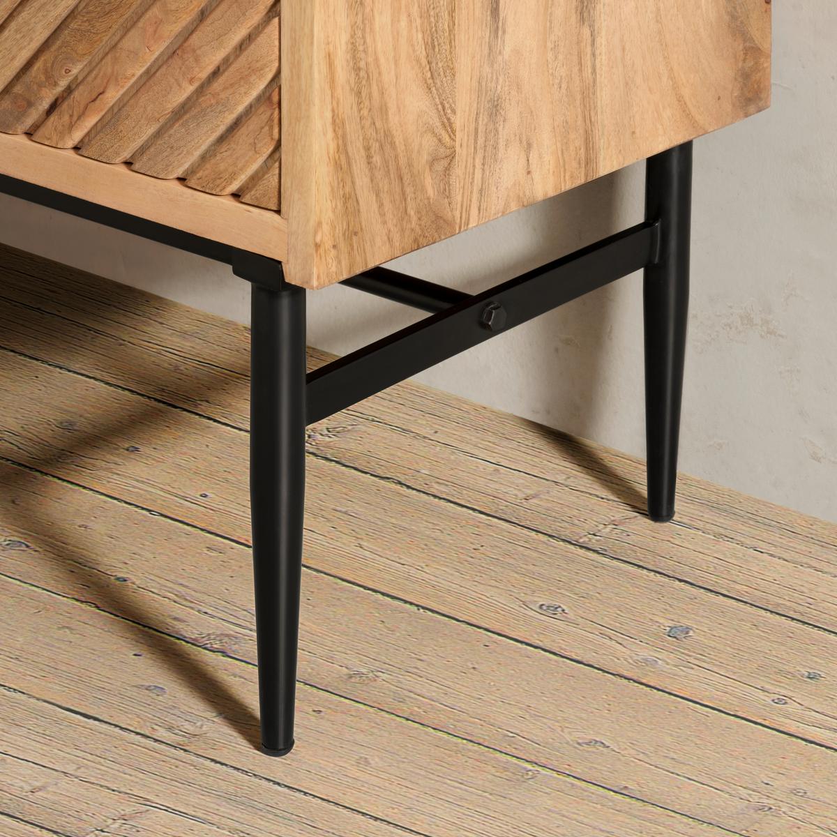 Comodă cu uși GATSBY - negru/maro deschis, Lifestyle, lemn/metal (175/90/45cm) - Premium Living