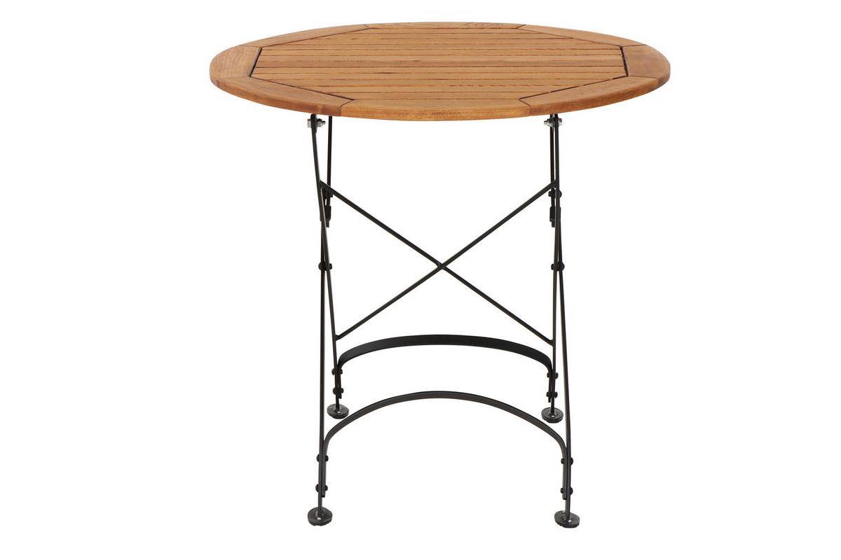 Siena Garden Gartentisch D: ca.85cm Robinie - Robinienfarben/Schwarz, KONVENTIONELL, Holz/Metall (85/85/78cm) - Siena Garden