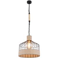 HÄNGELEUCHTE HALIA D: 35 CM BRAUN - Schwarz/Braun, Basics, Naturmaterialien/Metall (35/135cm) - Globo