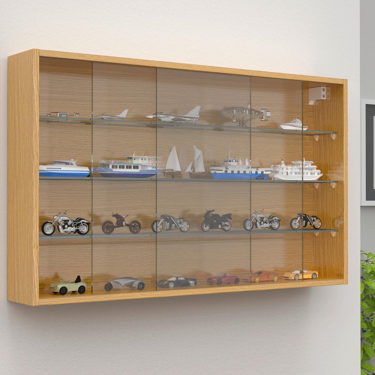 HÄNGEVITRINE DRIVALO XL - Honigeiche/Transparent, Design, Glas/Holzwerkstoff (100/60/15cm) - MID.YOU