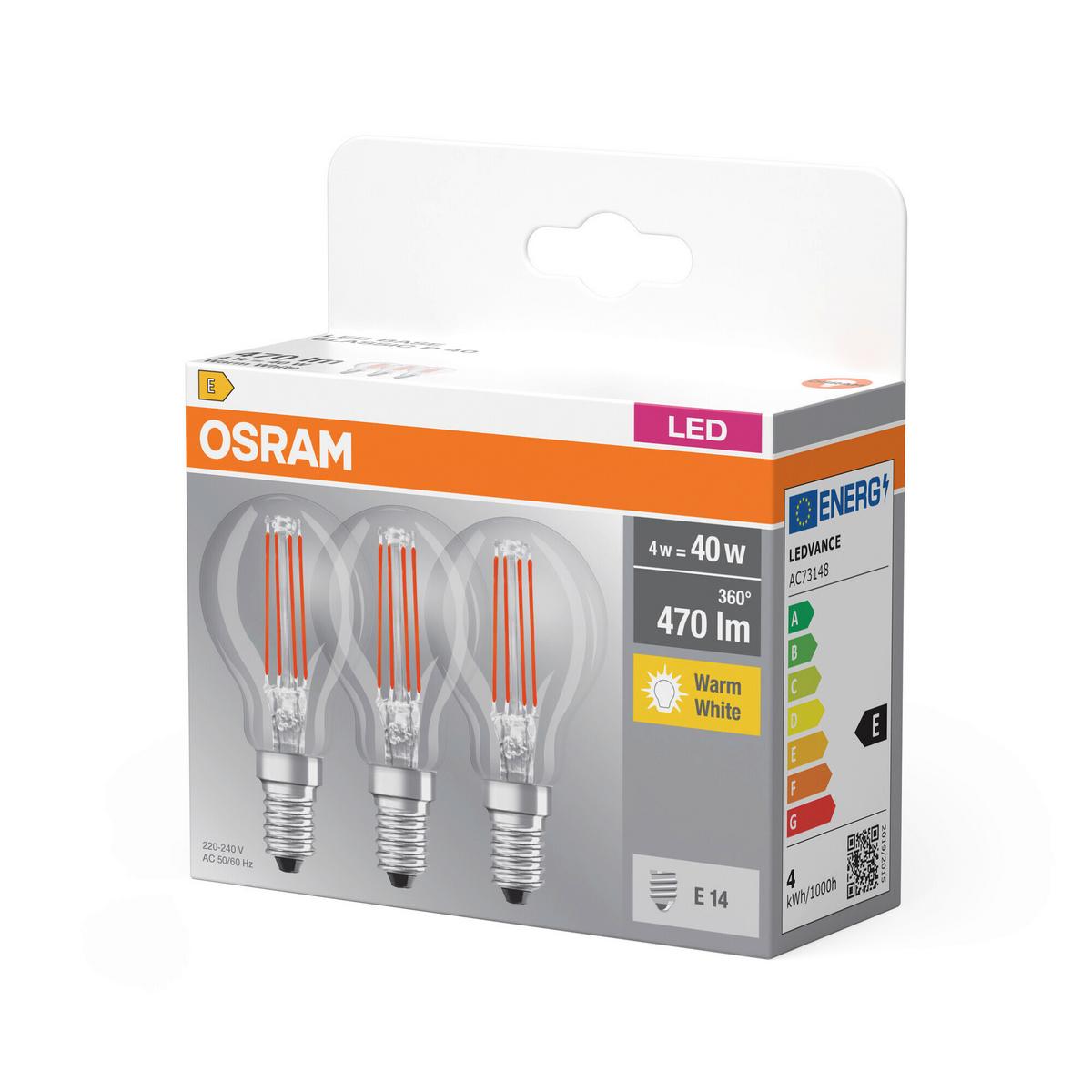 ŻARÓWKA LED FILAMENT BASECLP40 4W-827 FIL - przejrzysty, Basics, szkło (4,5/8,4cm) - Osram