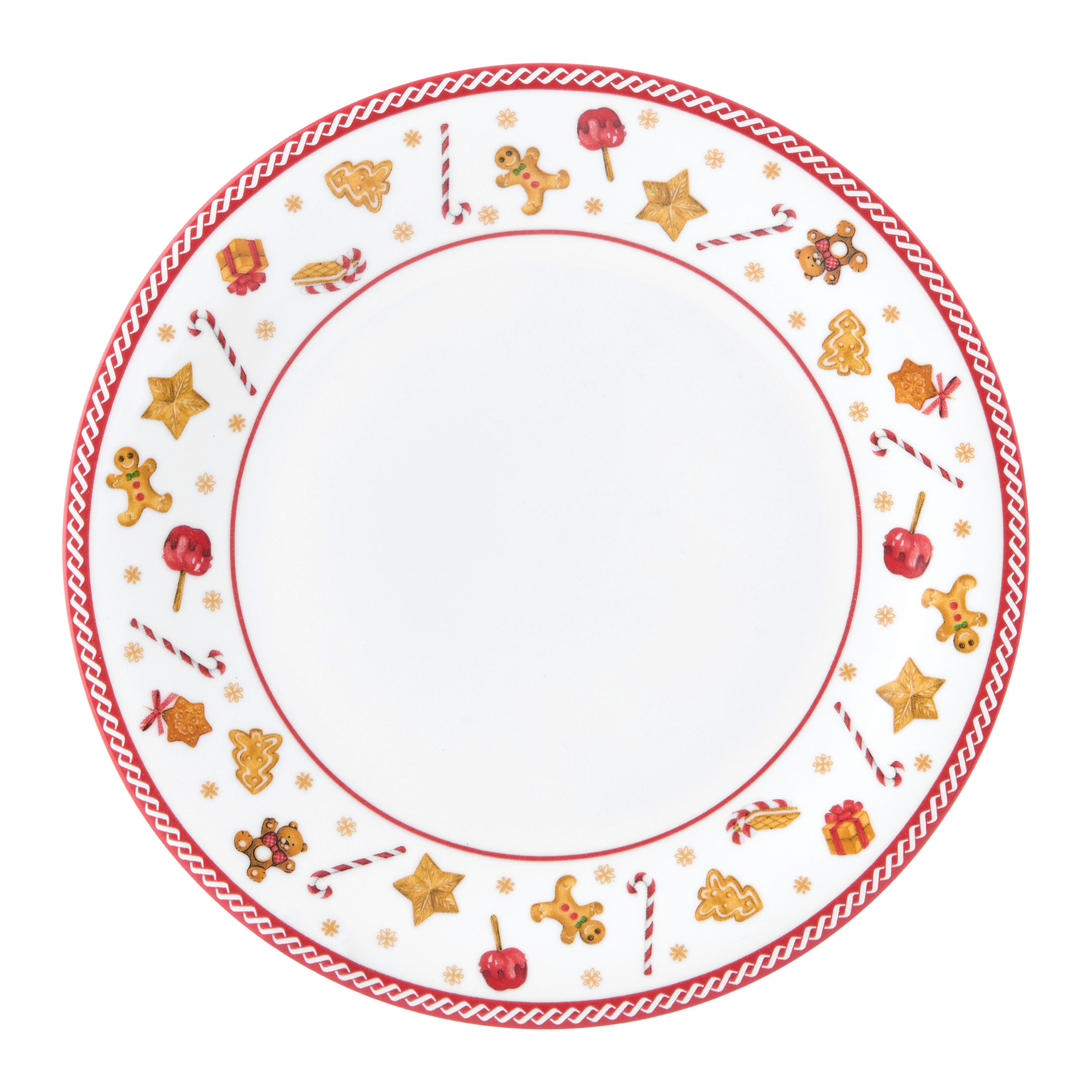 Dessertteller XMAS-Ginger Rot/Weiß Ø ca. 21cm - Rot/Weiß, KONVENTIONELL, Keramik (21cm) - Mömax