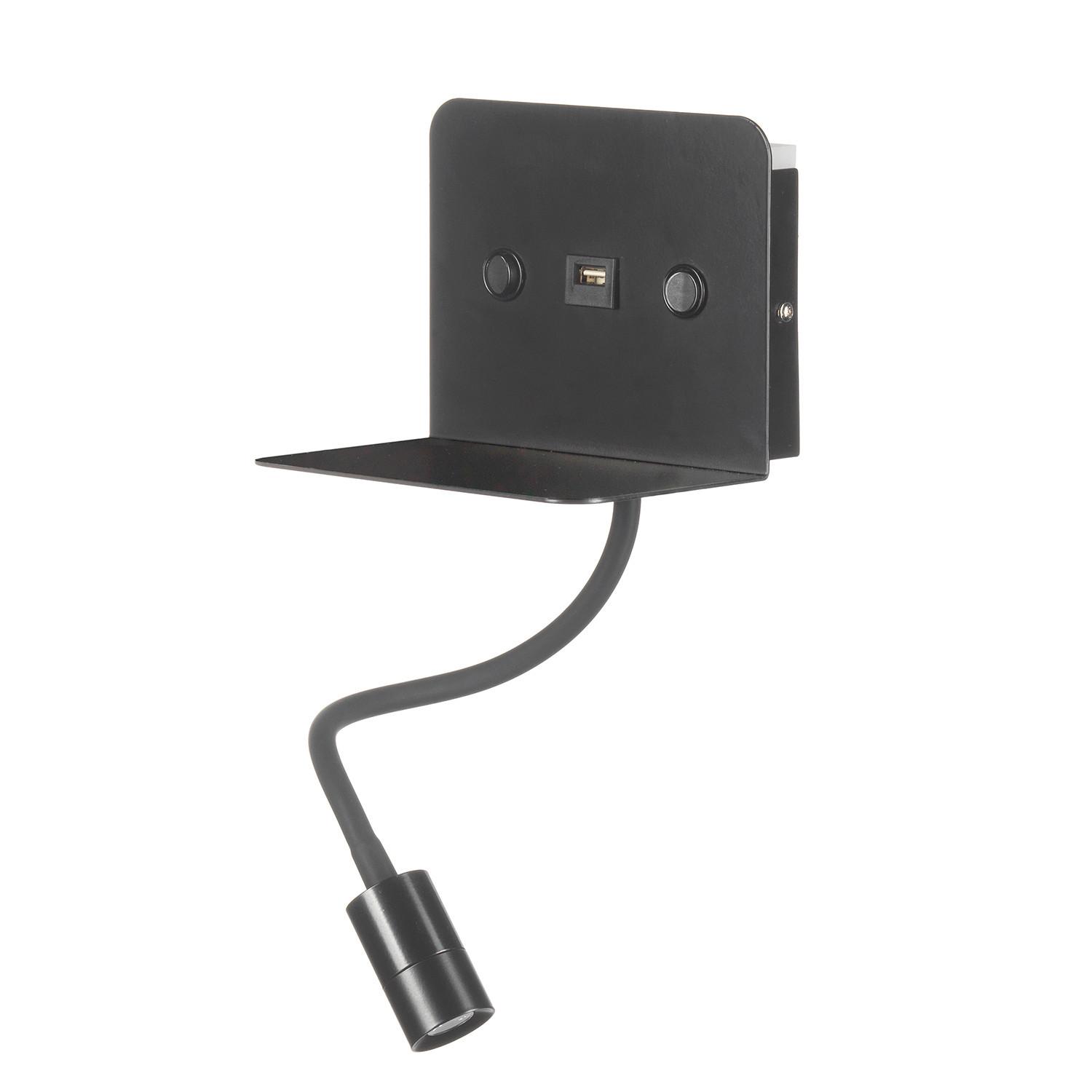 LED-Wandleuchte Schwarz max. 5 Watt - Schwarz, Basics, Metall (16/13/46cm)