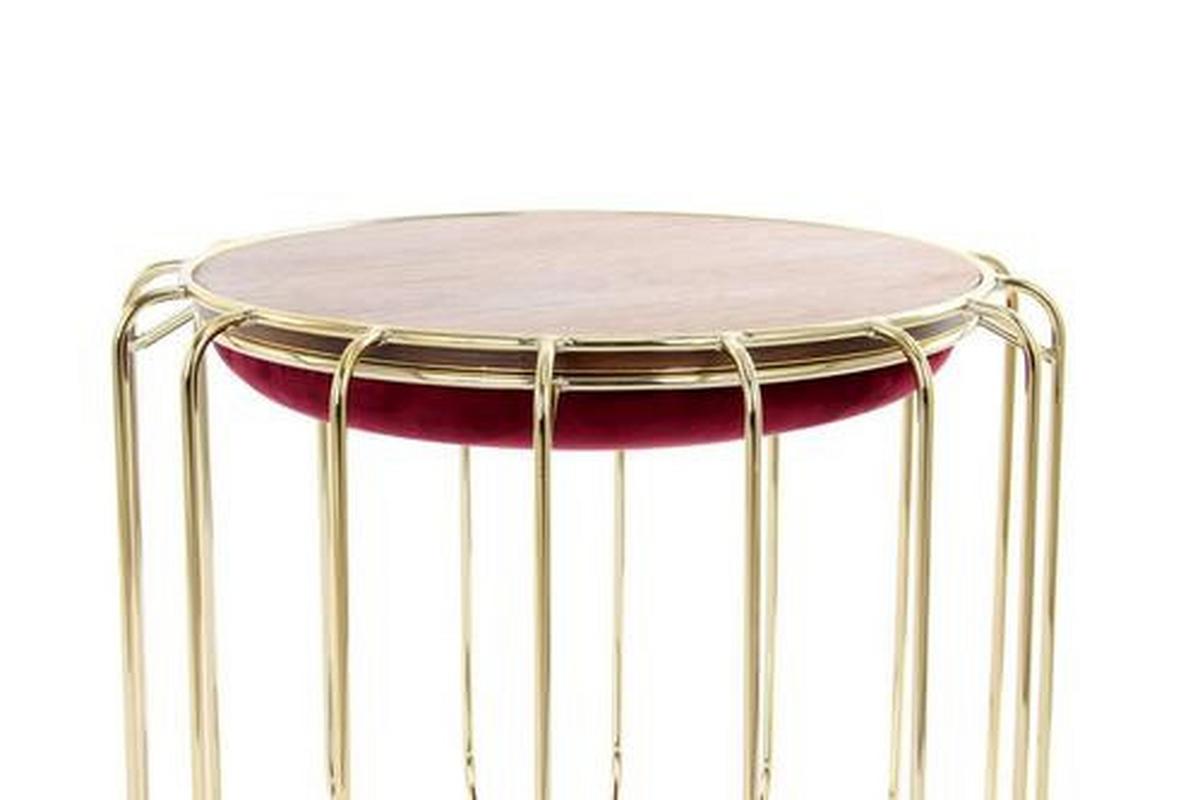 BEISTELLTISCH HKAPI - Rot/Goldfarben, Basics, Glas/Holzwerkstoff (50/50/45cm) - Kayoom