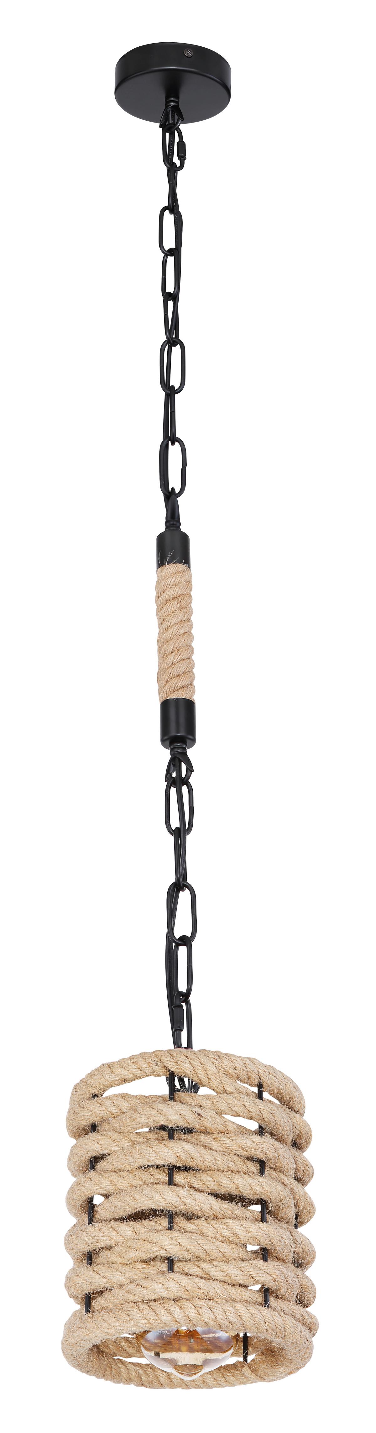 Viseča Svetilka 15679h Halia - črna/rjava, Trendi, kovina/naravni materiali (15/150cm) - Globo