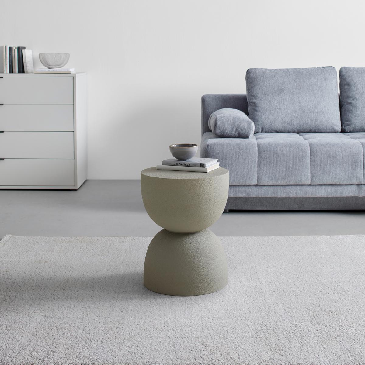 Masă auxiliară TONDO - taupe, Modern, piatră (34/45/34cm) - Premium Living