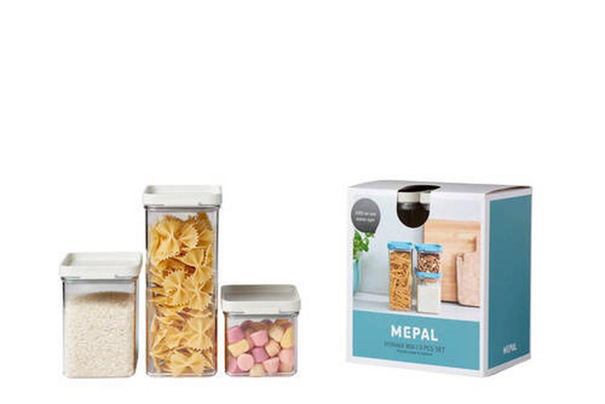ZESTAW POJEMNIKÓW KUCHENNYCH 106400032500 MEPAL - biały/przejrzysty, Basics, tworzywo sztuczne (19/14,9/22cm) - Mepal