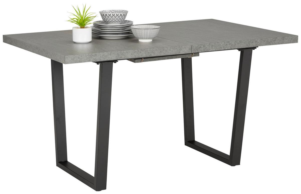 Ausziehtisch Nils Dunkelgrau ca. 140-180x85x76cm - Dunkelgrau/Schwarz, MODERN, Holzwerkstoff/Metall (140-180/76/85cm) - Mömax