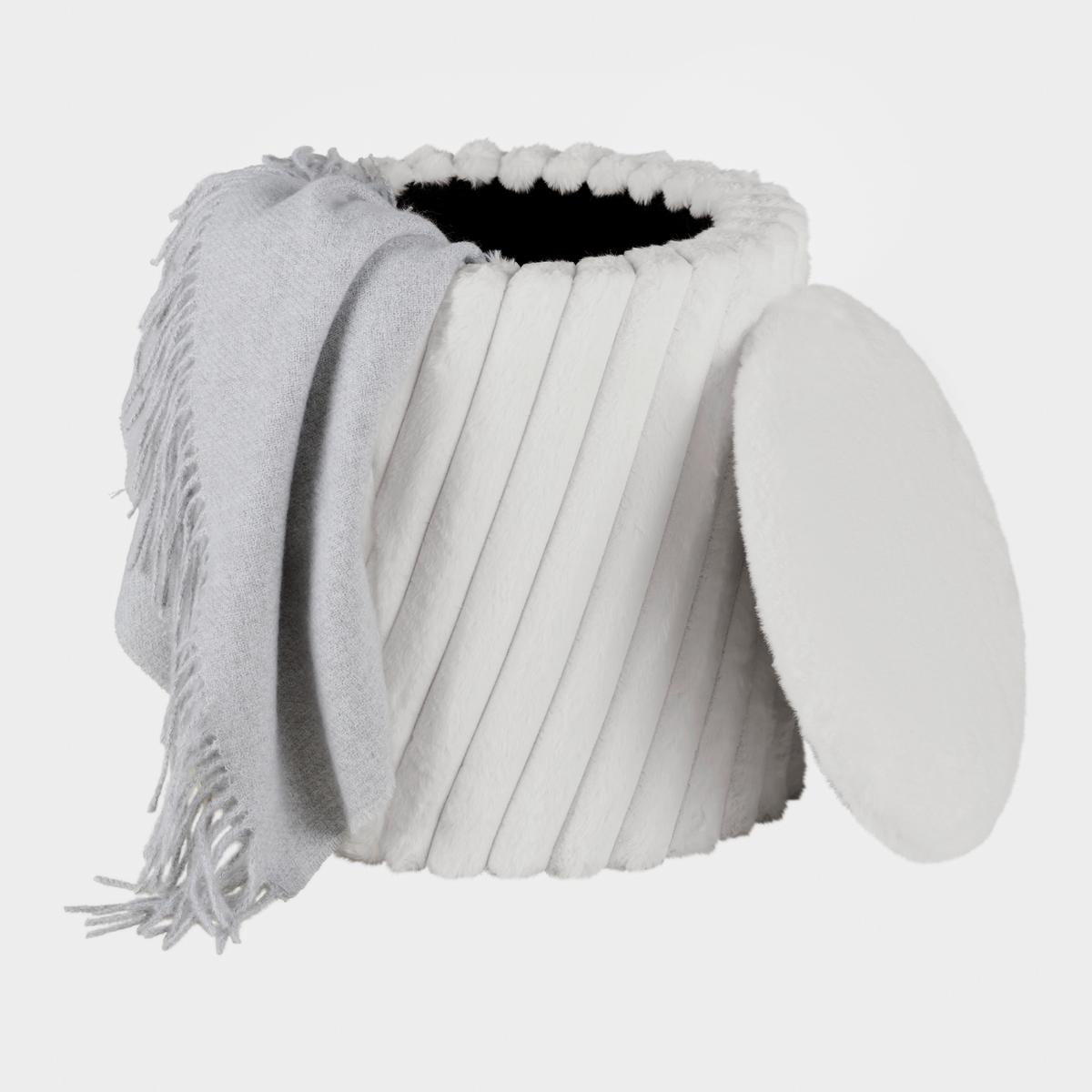 Hocker Cady Weiß - Weiß, ROMANTIK / LANDHAUS, Holzwerkstoff/Textil (37/40/37cm) - Mömax