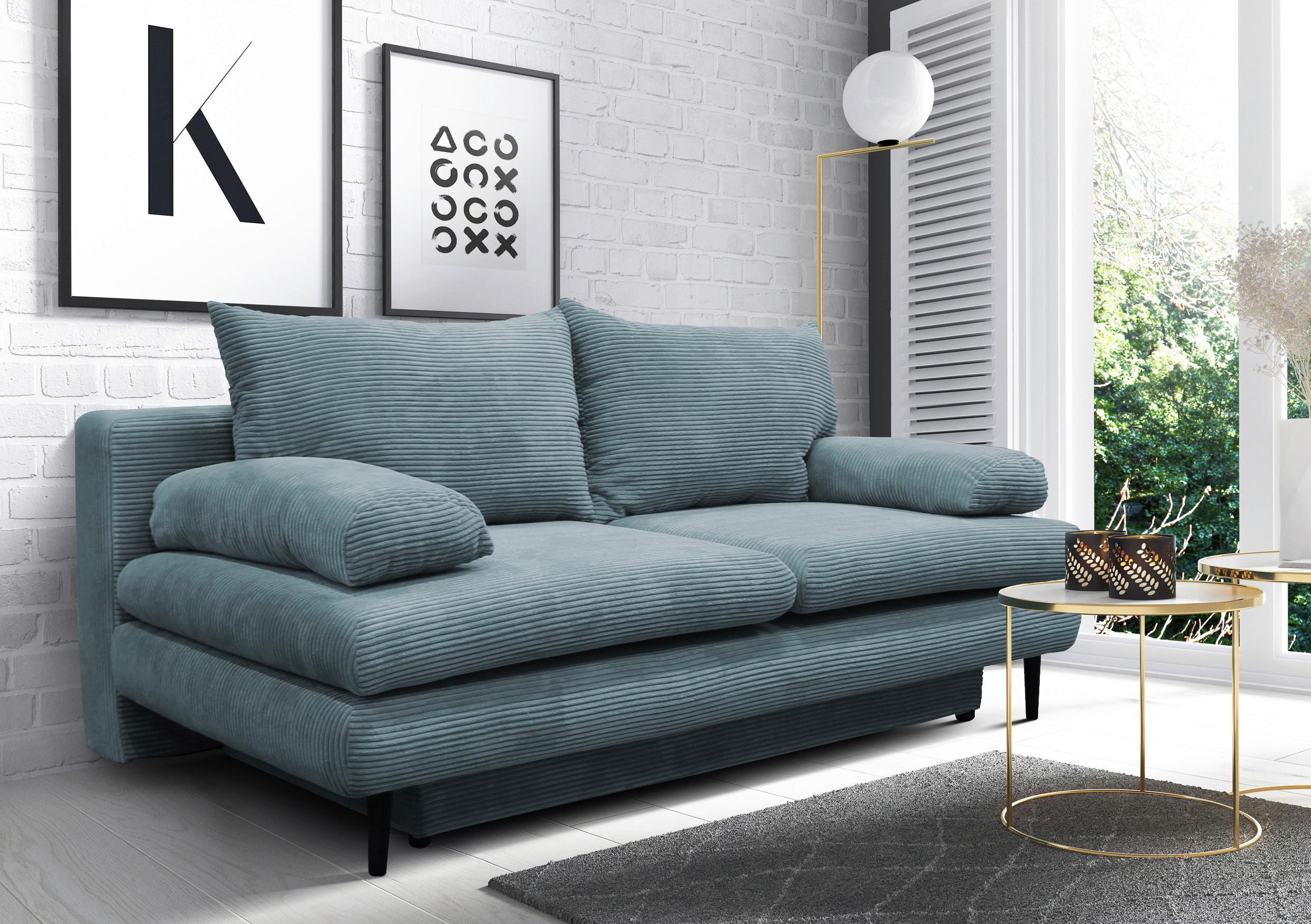 Canapea extensibila FIORE - turcoaz, Design, textil (202/85/99cm) - Modern Living