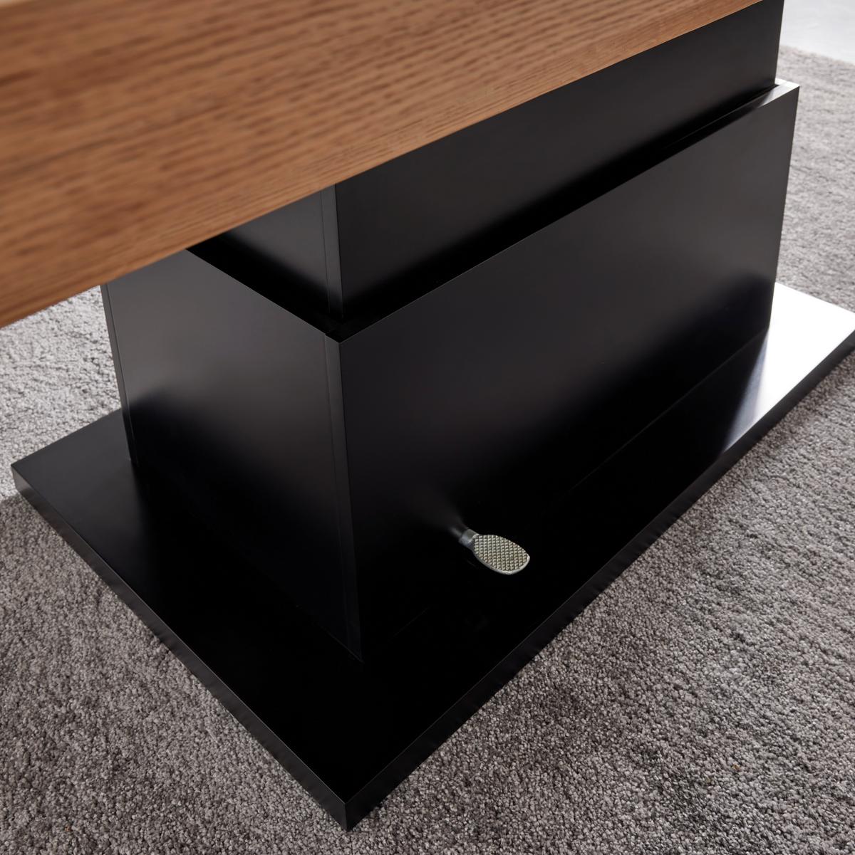 Couchtisch 2 in 1 Based in Schwarz/Eichefarben - Eichefarben/Schwarz, MODERN, Holz/Holzwerkstoff (133-170/80/51,5-77,5cm) - Based