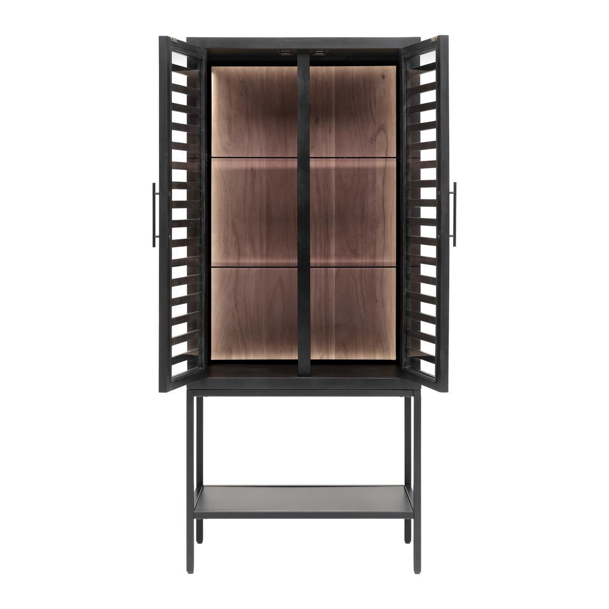Glasvitrine Showcase in Schwarz aus Akazienholz - Schwarz, Modern, Glas/Holz (80/180/43cm) - Premium Living