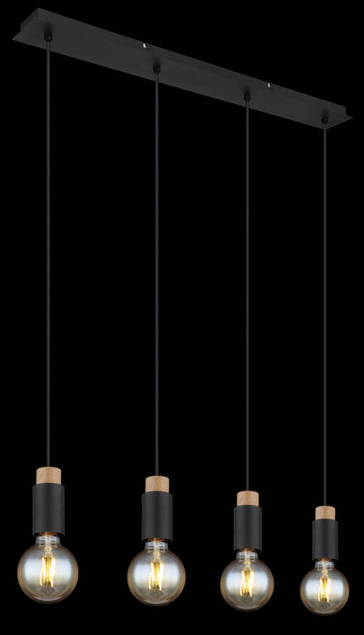 Viseća Svjetiljka Crna Boja - tamno smeđa/crna, Design, drvo/metal (75/8/120cm) - Globo