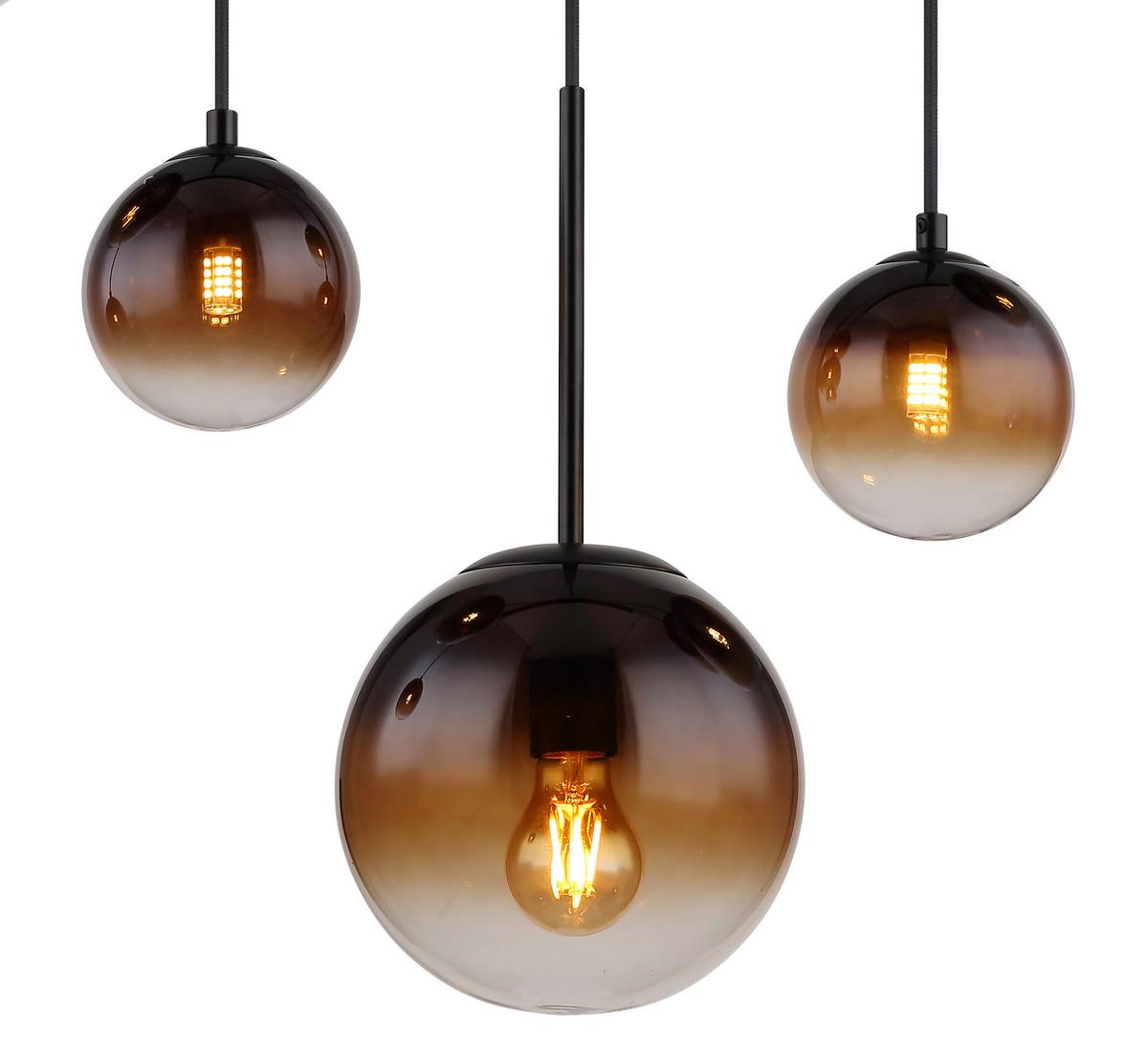 Hängeleuchte Hallie Klar/Schwarz max. 5 Watt - Klar/Schwarz, Design, Glas/Metall (91/20/117cm) - Globo