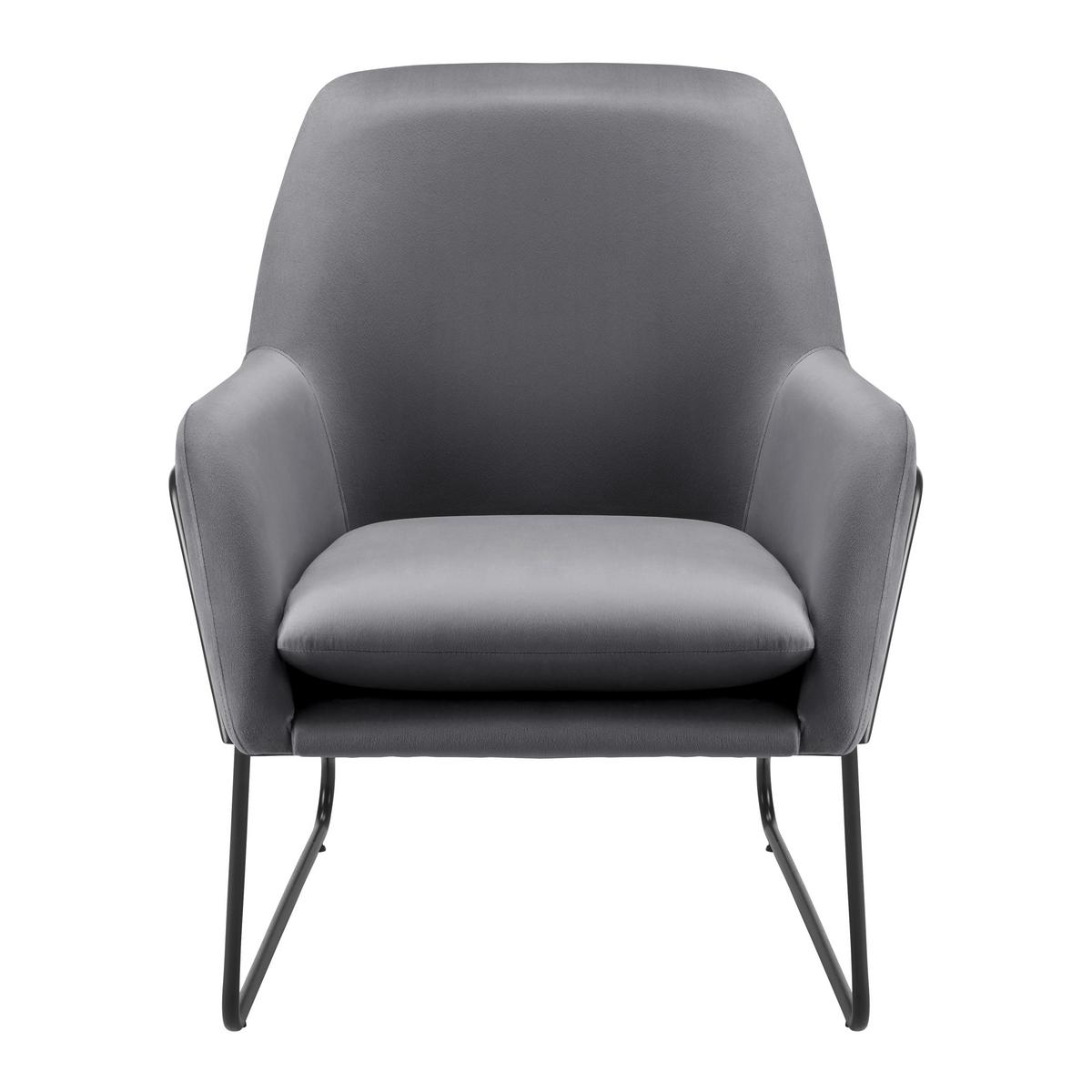 Sessel Kezia Dunkelgrau Samt - Dunkelgrau/Schwarz, MODERN, Textil/Metall (71/84/79cm) - Bessagi Home