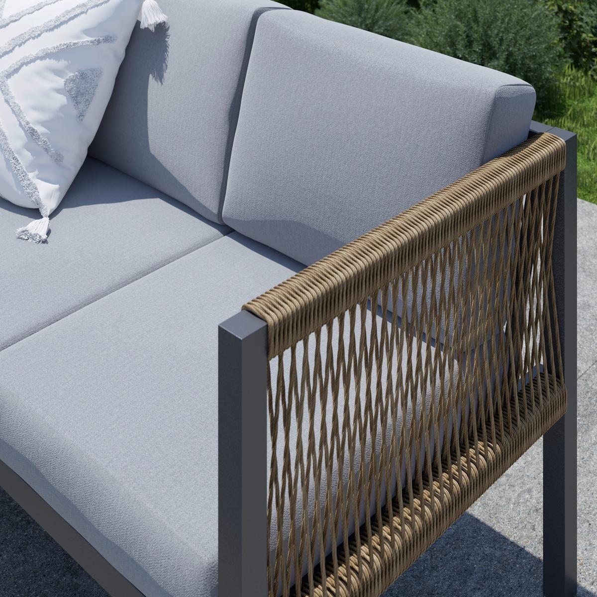 Loungegarnitur-Set Eliza Anthrazit - Dunkelgrau/Hellgrau, Modern, Glas/Kunststoff (166/73/75cm) - Mömax