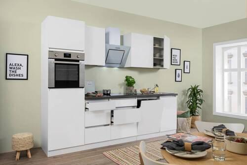 Küchenblock Premium Weiß B: ca. 280 cm - Weiß/Braun, MODERN, Holzwerkstoff (280cm) - Respekta