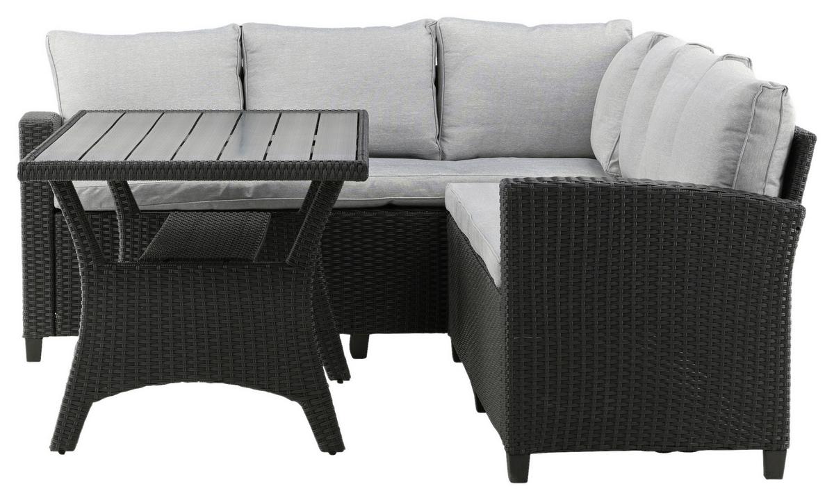 Dining-Loungeset Bentwood ca. 173x227 cm Schwarz - Schwarz, KONVENTIONELL, Kunststoff (173/227cm) - Gardenson