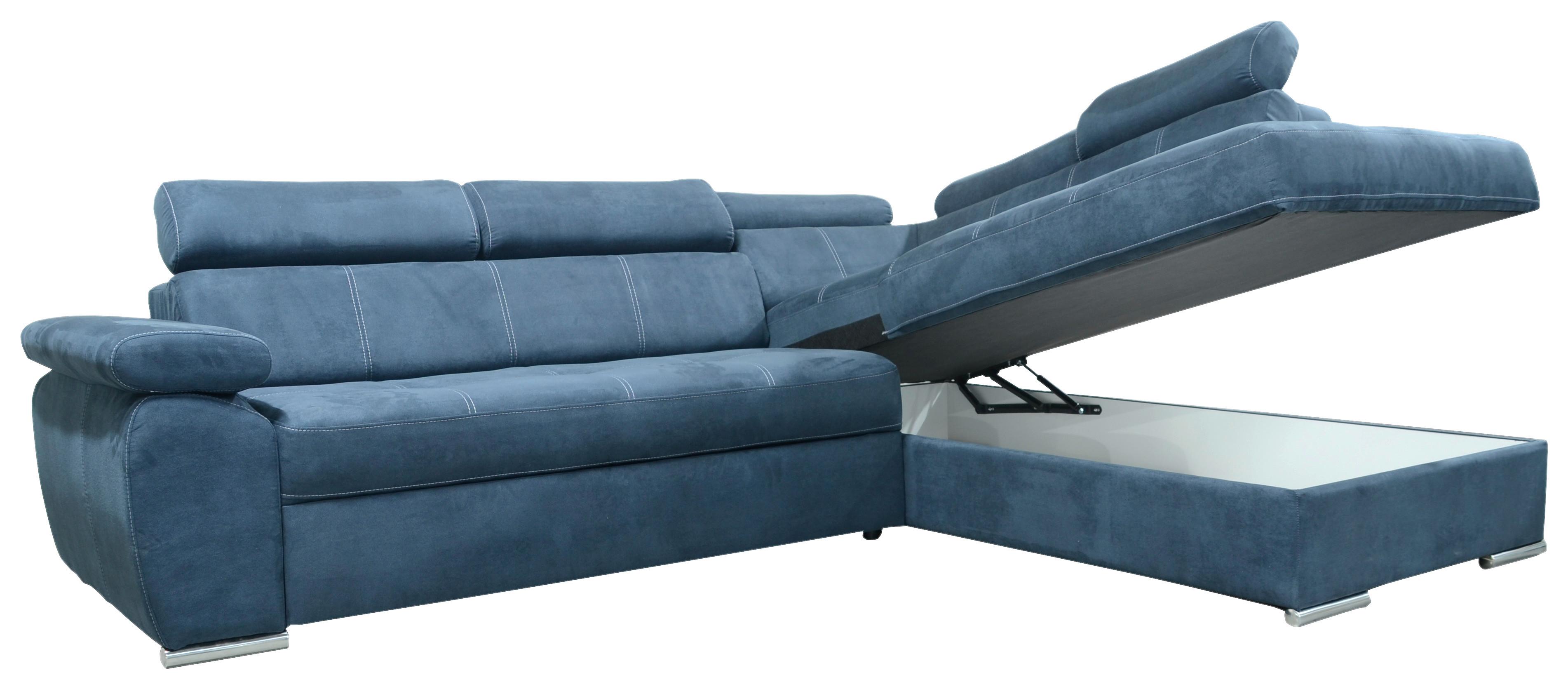 Sedežna Garnitura Casti Ii, Temno Modra, Ležišče, Predal - barve kroma/temno modra, Moderno, umetna masa/tekstil (270/205cm) - Mömax