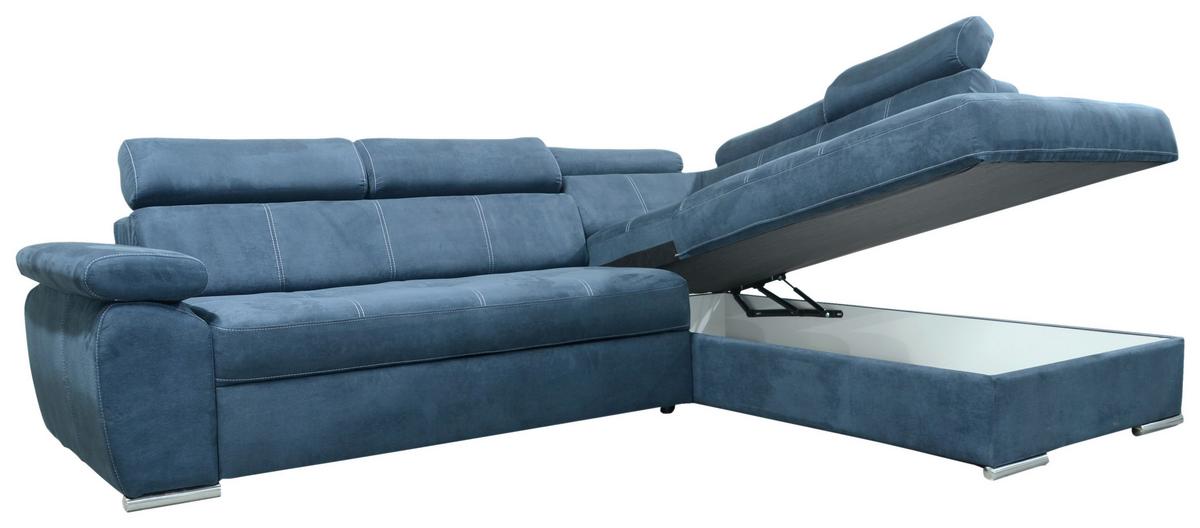 Sedežna Garnitura Casti Ii, Temno Modra, Ležišče, Predal - barve kroma/temno modra, Moderno, umetna masa/tekstil (270/205cm) - Mömax
