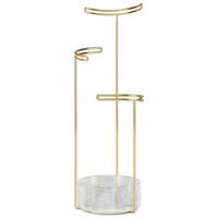 Schmuckhalter Isabella in Messingfarben - Klar/Messingfarben, Glas/Metall (13,3/41,6/13,3cm) - Premium Living