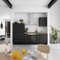 Küchenblock Touch Low m. Geräten Schwarz - Edelstahlfarben/Eichefarben, MODERN, Holzwerkstoff/Metall (270cm) - Nobilia