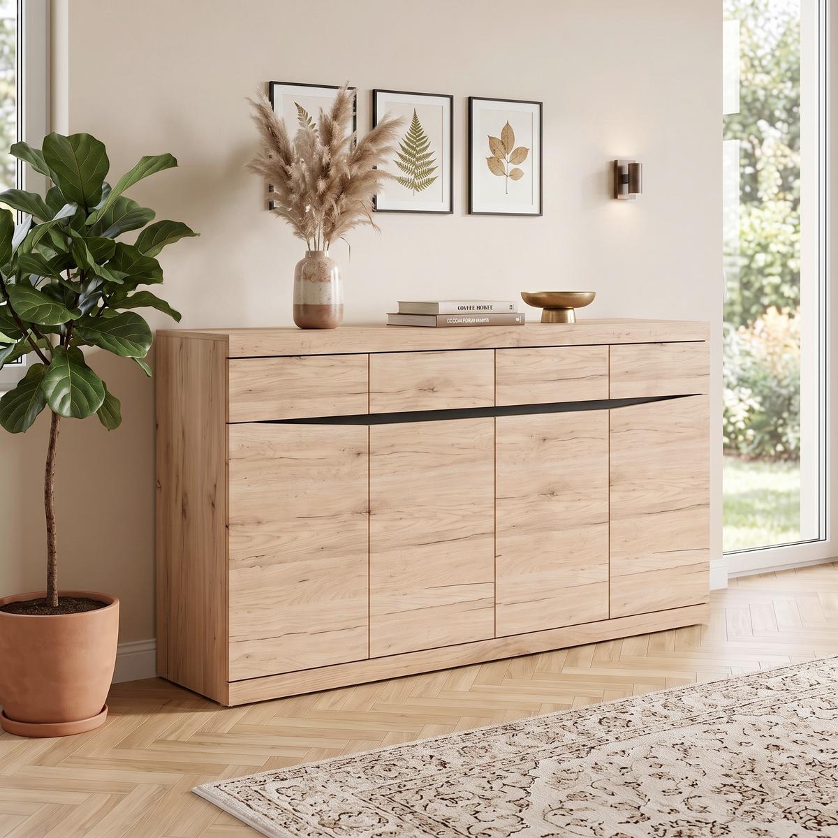 Komoda Summer, Barva Hrasta - hrast san remo, Moderno, umetna masa/leseni material (168/92/40cm) - Modern Living