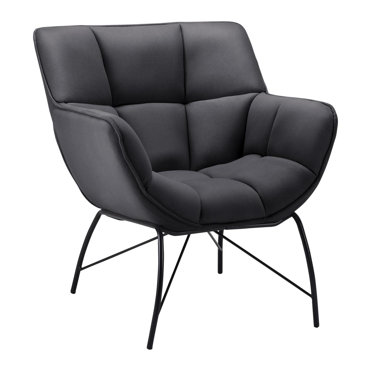 Relaxsessel dunkelgrau, "Robin" - Dunkelgrau/Schwarz, MODERN, Textil/Metall (72/78/81cm) - Bessagi Home