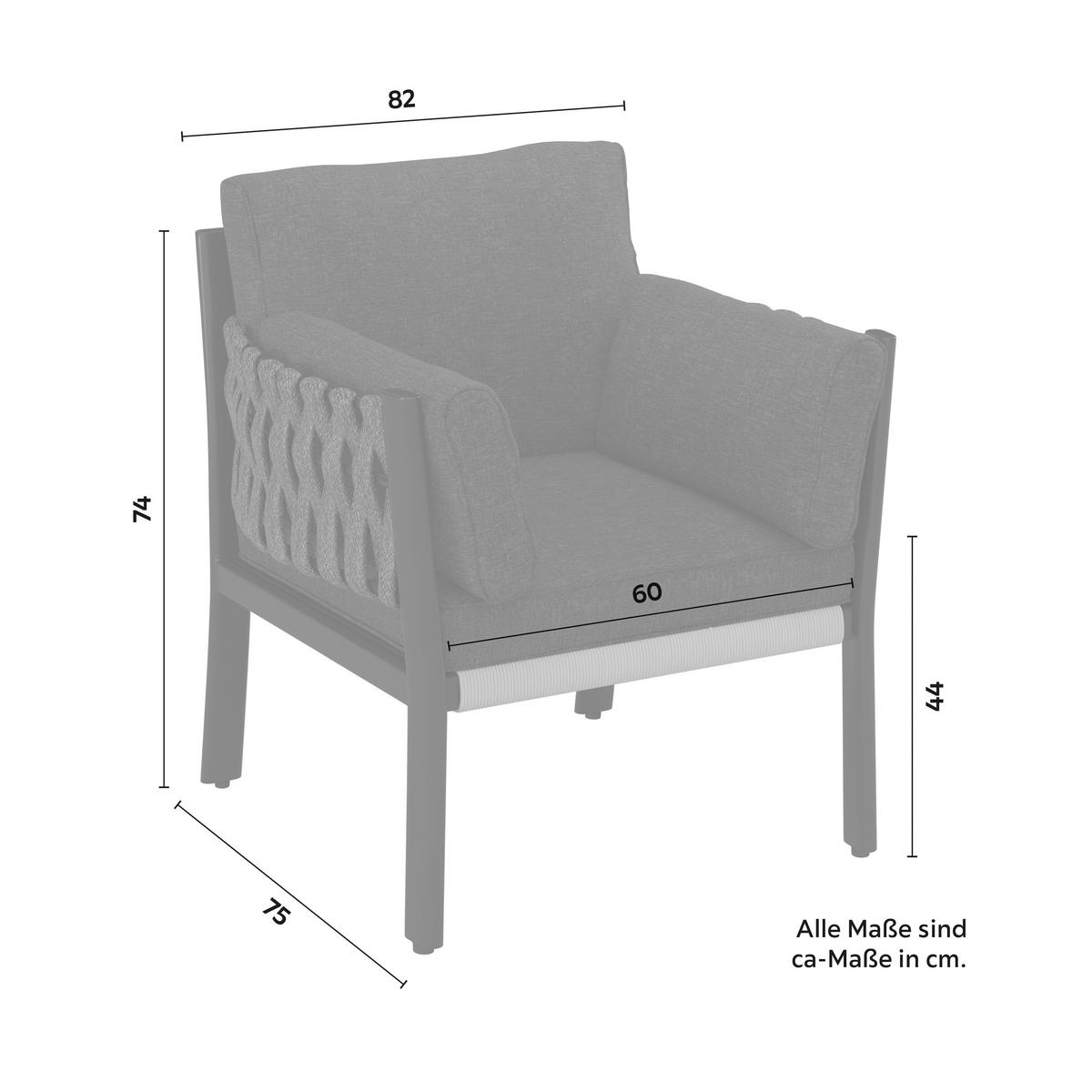 SALON DE JARDIN REPAS ELISA - Schwarz/Grau, Modern, Kunststoff/Textil (238/74/75cm) - Bessagi Garden