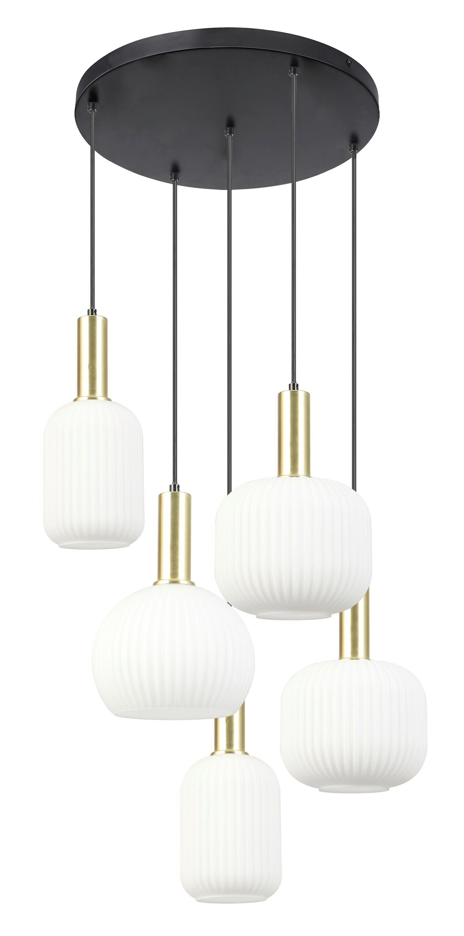 Hängeleuchte Scher Weiß/Goldfarben max.25 Watt - Goldfarben/Schwarz, MODERN, Glas/Metall (54/57,5/150cm)
