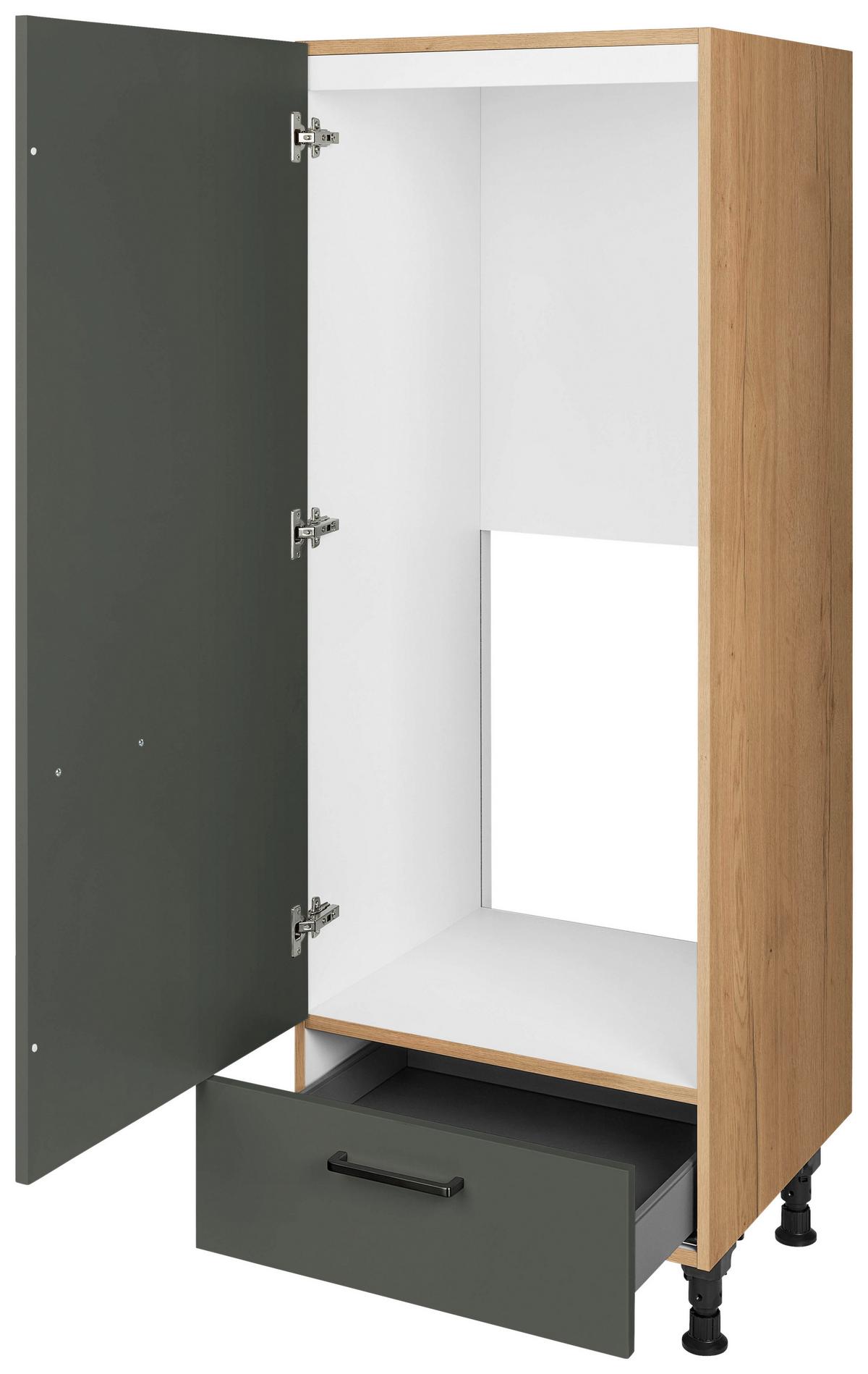 Geräteumbauschrank Easytouch Grün - Eichefarben/Schwarz, MODERN, Holzwerkstoff/Metall (60/168/58cm) - Nobilia
