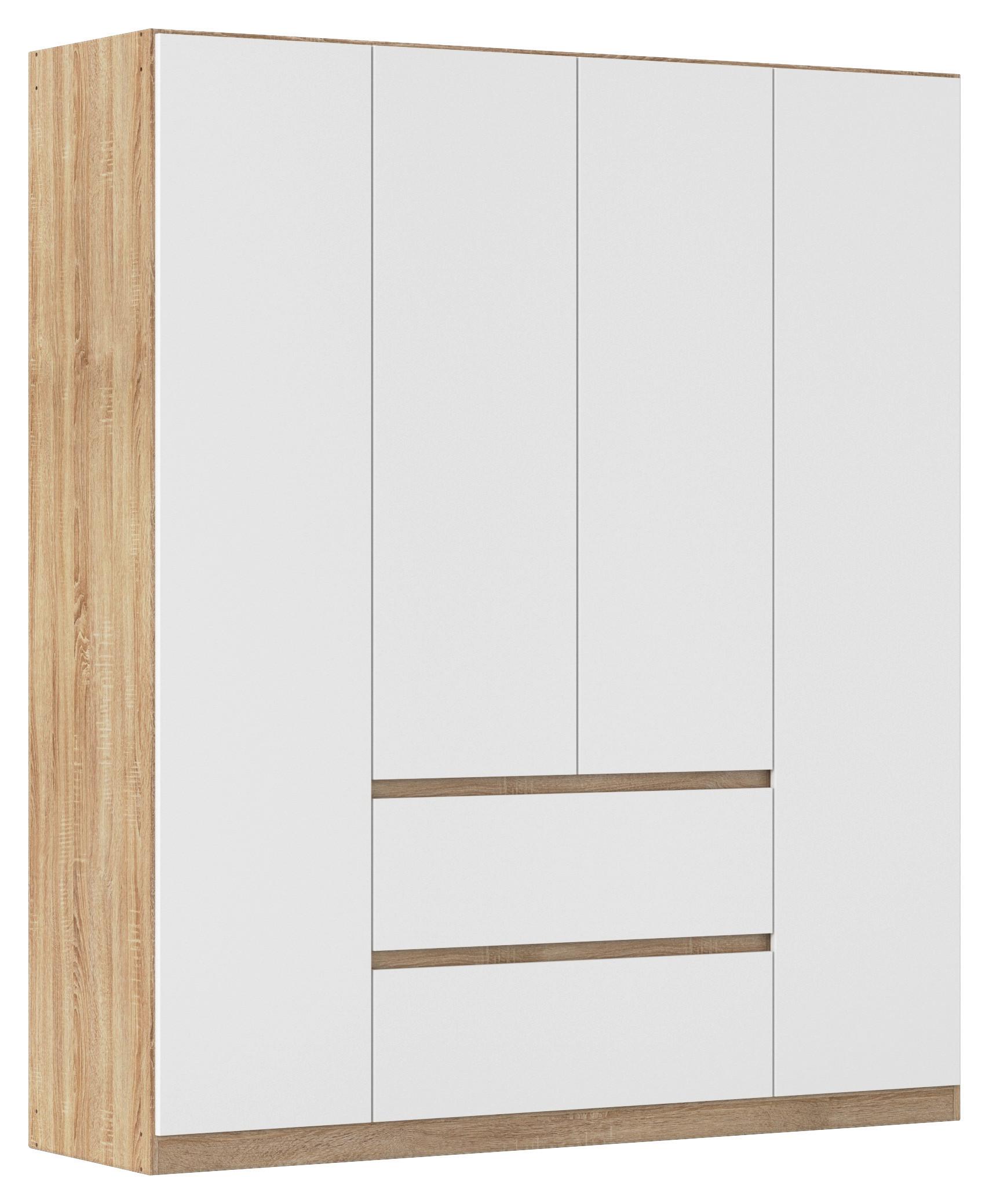DULAP  USI ROTATIVE MAINZ - alb/culoare lemn stejar, Basics, material pe bază de lemn (181/210/54cm) - Modern Living