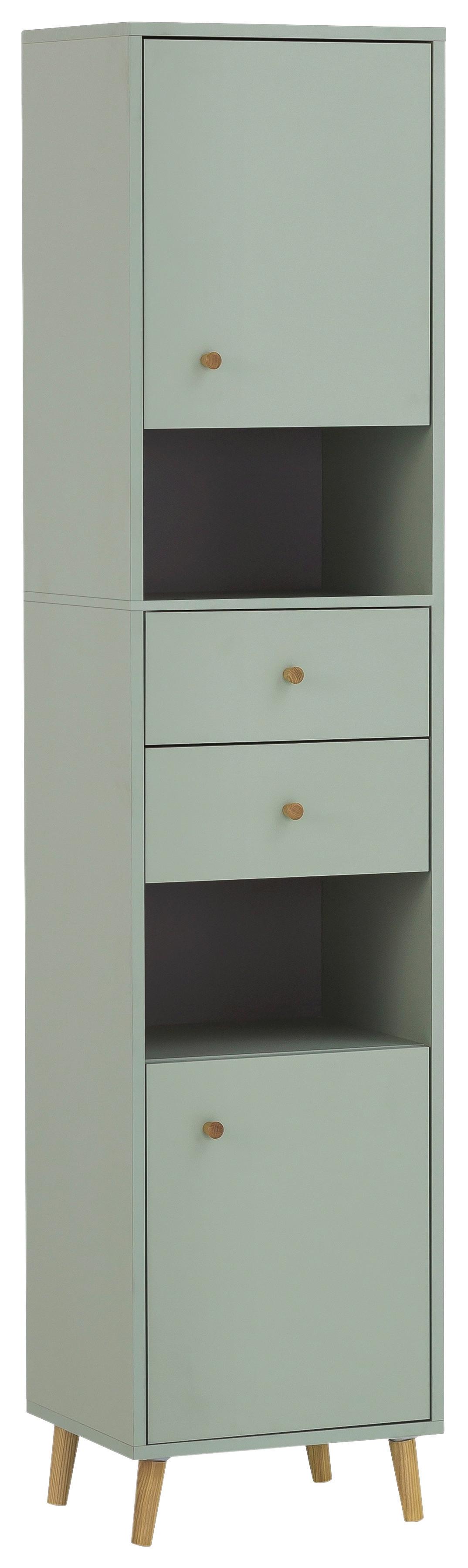 Visoka Omara Bjarne, Pastelno Zelena - barve jesena/barve hrasta, Moderno, leseni material/les (40,3/180,6/33,1cm) - Stylife