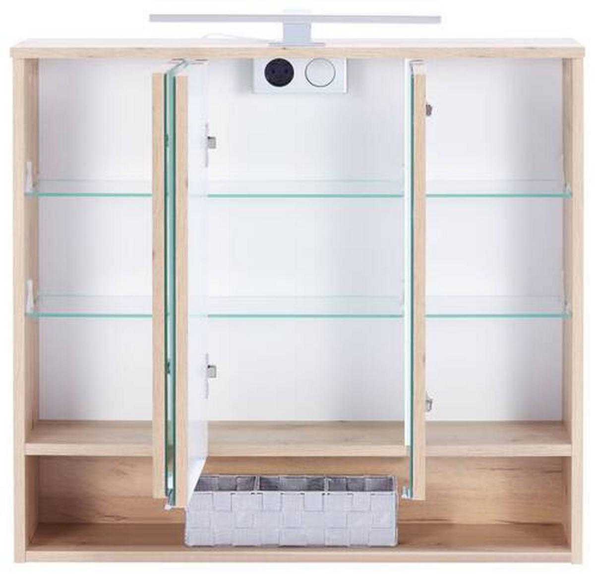 Element S Ogledalom Fresh - hrast Artisan/boje kroma, Konvencionalno, staklo/drvni materijal (80/75/20cm) - Modern Living