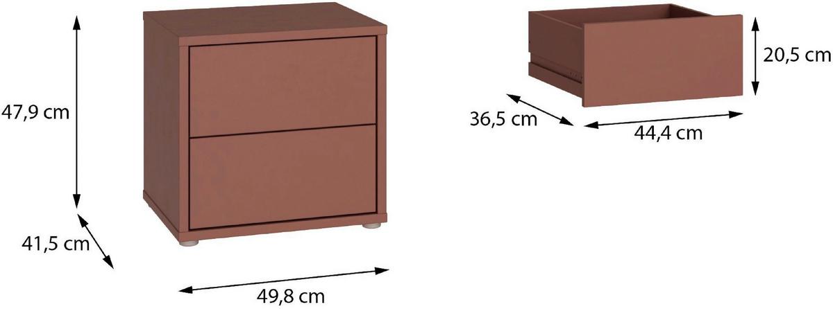 Nočna Omarica Alice, Terakota - srebrne barve/terakota, Trend, umetna masa/leseni material (50/48/42cm) - Carryhome
