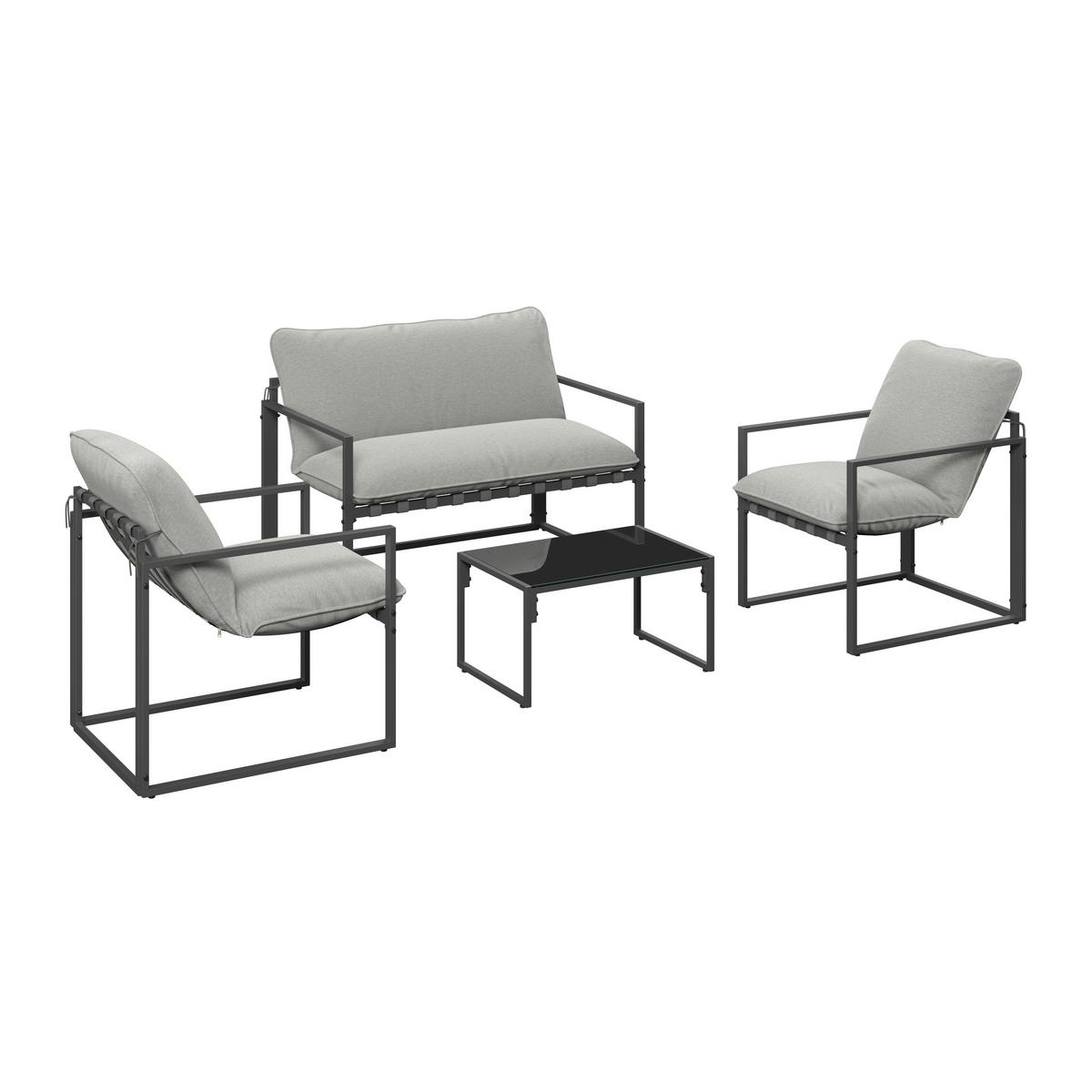 Vrtni Set Lucia - tamno siva/svijetlo siva, Basics, staklo/metal