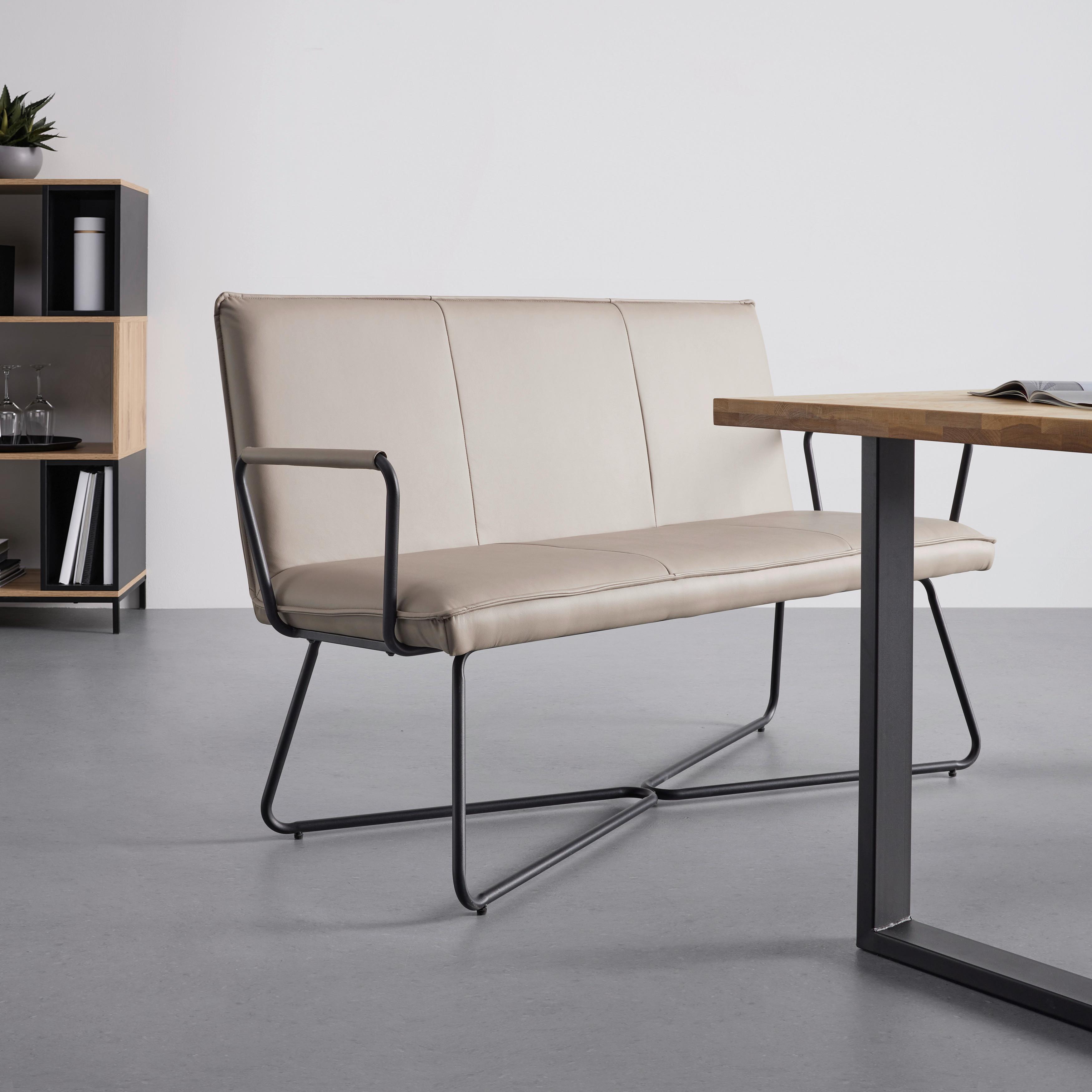 Klop Bosco, Sivorjava, Videz Usnja - rjavosiva/črna, Moderno, kovina/tekstil (140/90/62cm) - Bessagi Home