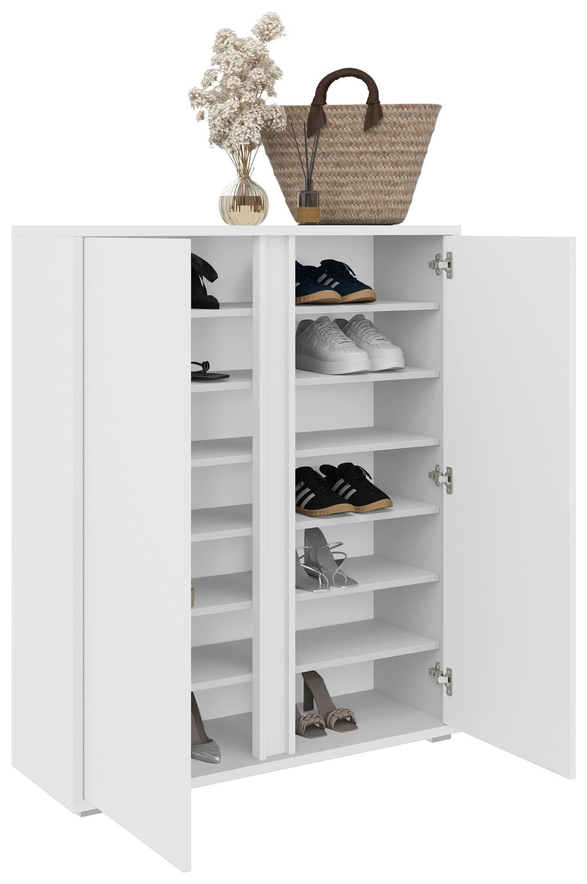 SZAFKA NA BUTY LIV - biały/kolor aluminiowy, Modern, materiał drewnopochodny/tworzywo sztuczne (97,5/120/33,8cm) - Xora