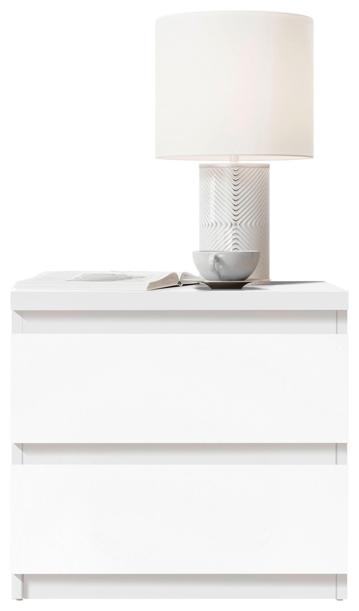 SZAFKA NOCNA OLLI B: 45 CM BIAŁY - biały/czarny, Basics, materiał drewnopochodny/tworzywo sztuczne (45/43,6/38cm) - MID.YOU