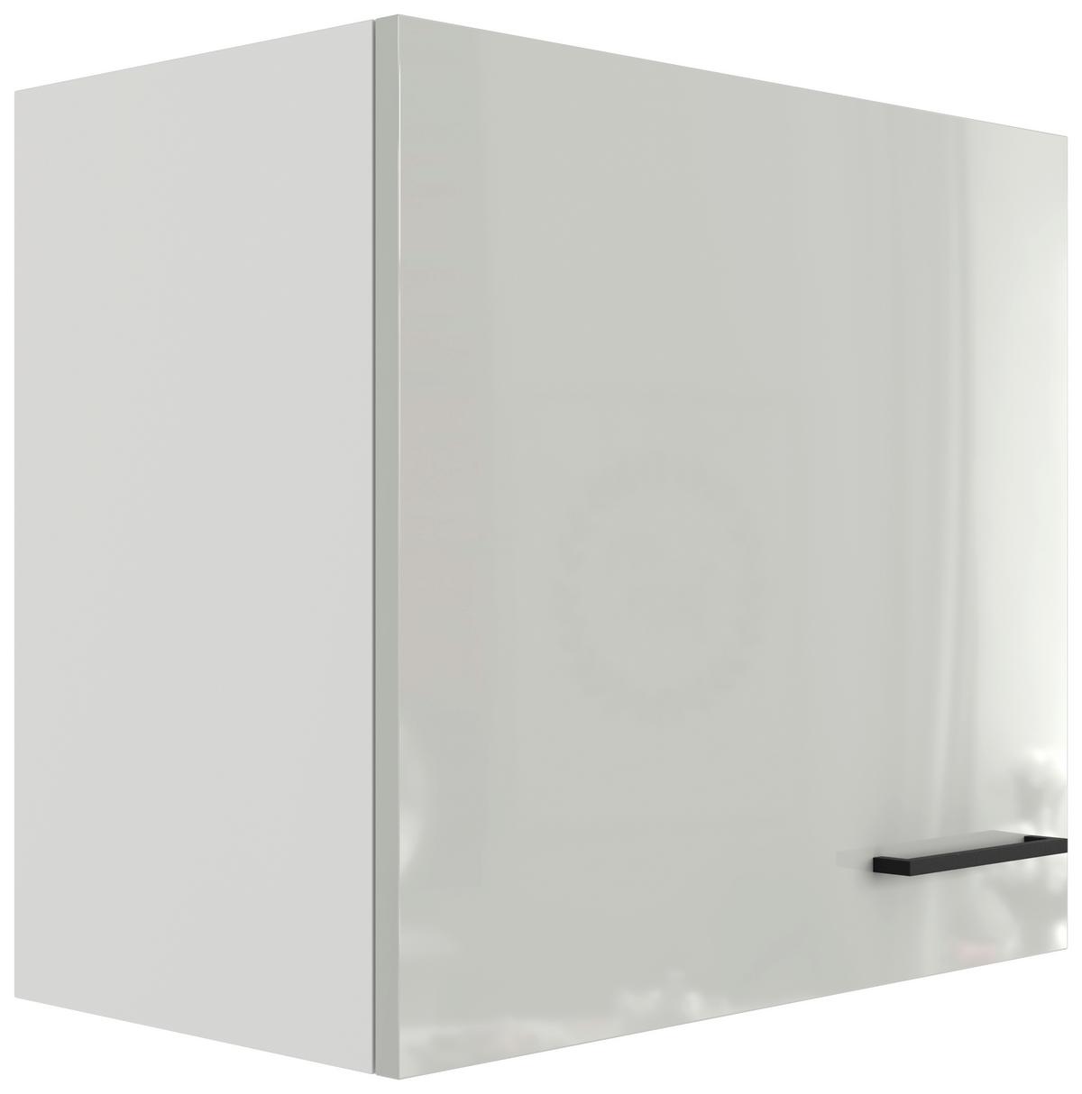 Küchenoberschrank in Lichtgrau glänzend - Schwarz/Grau, MODERN, Holzwerkstoff/Metall (60/54/32cm) - FlexWell