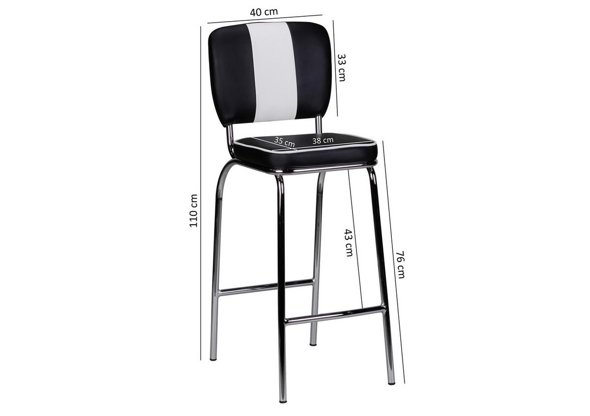 Barski Stol American Diner - srebrne barve/črna, Moderno, kovina/umetna masa (40/110/38cm) - MID.YOU